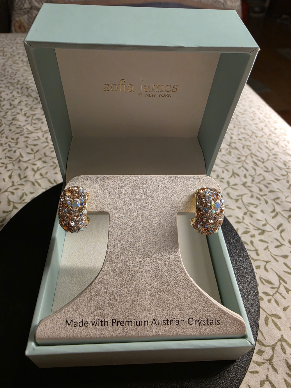 Sofia James Gold Crystal Dome Huggie Earrings
